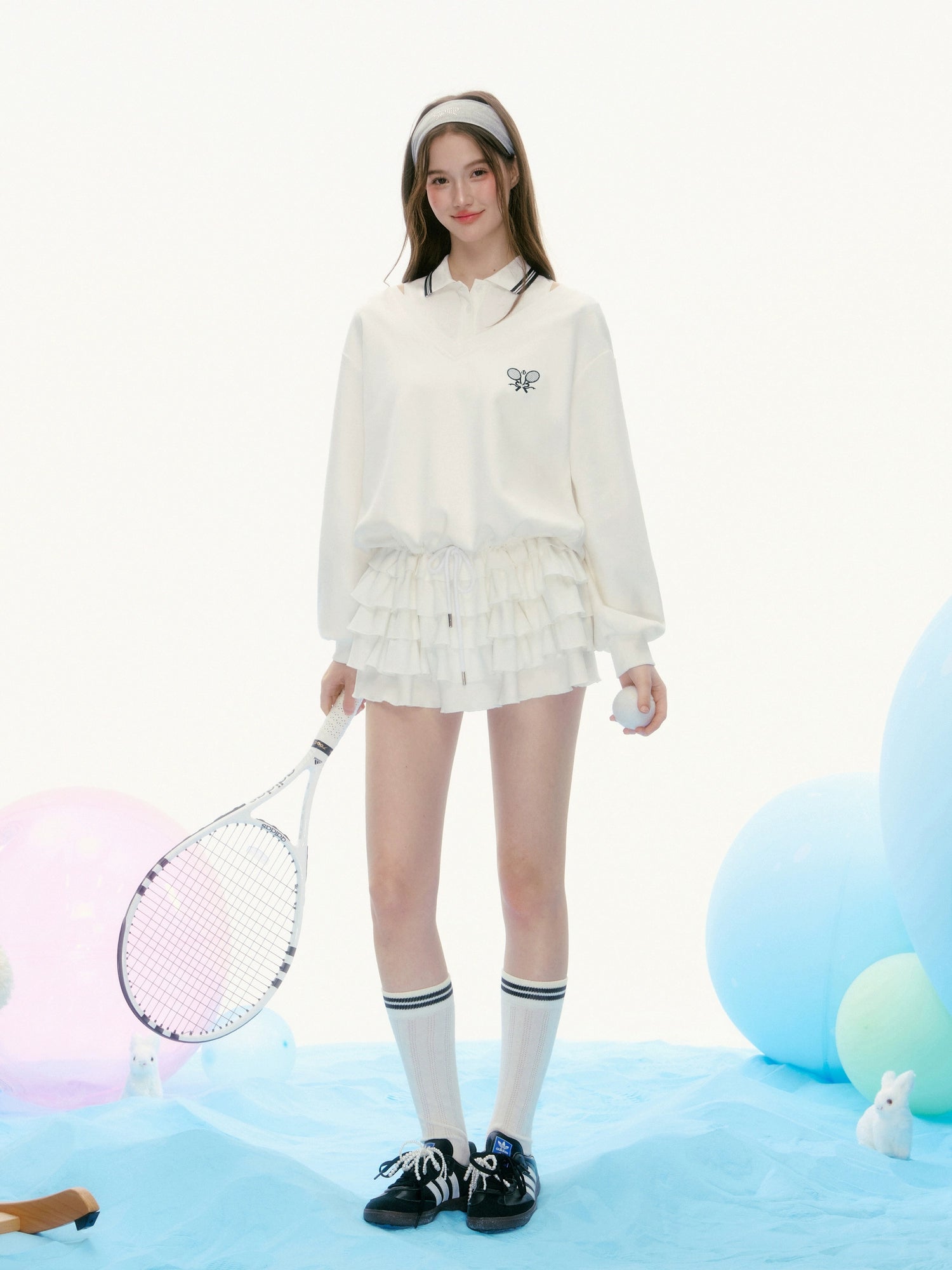 Tennis Racket Embroidered Polo Dress