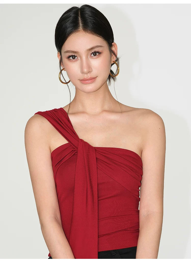 Asymmetric Draped One Shoulder Top