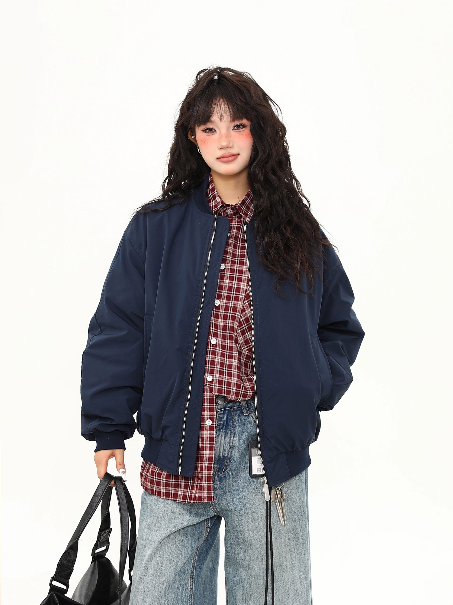Midnight Campus Oversized Bomber Jacket