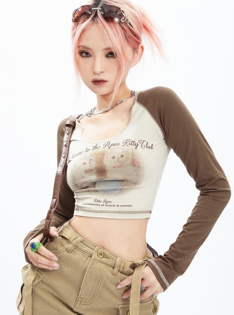 Kitten Print Crop Top