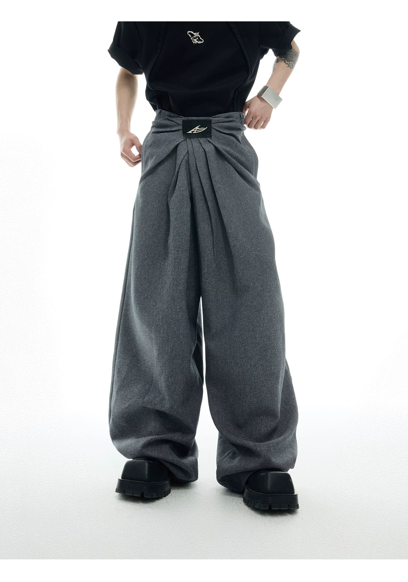 Black Wide Leg Oversized Skater Pants
