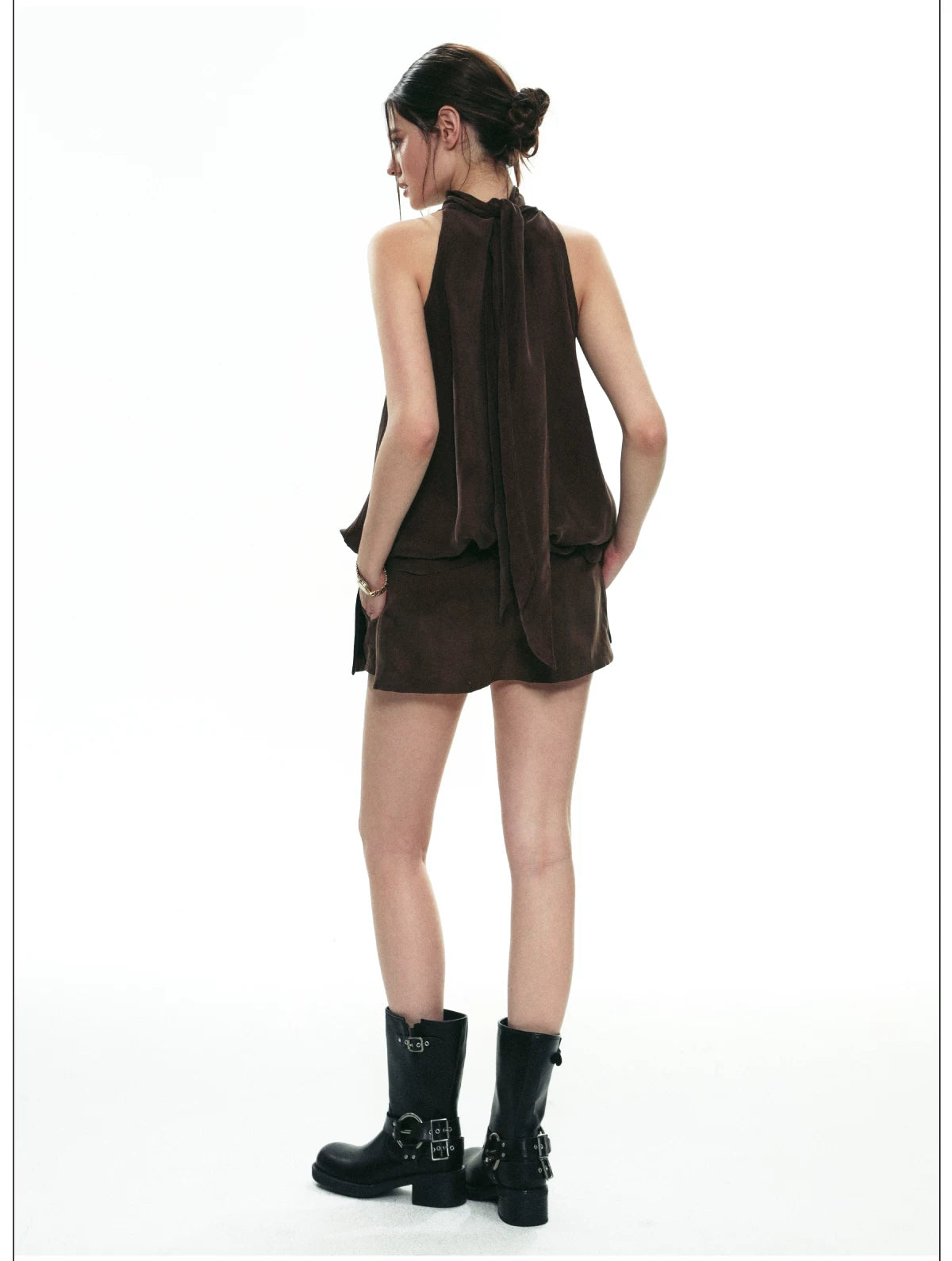 Espresso Nocturne Draped Halter Top