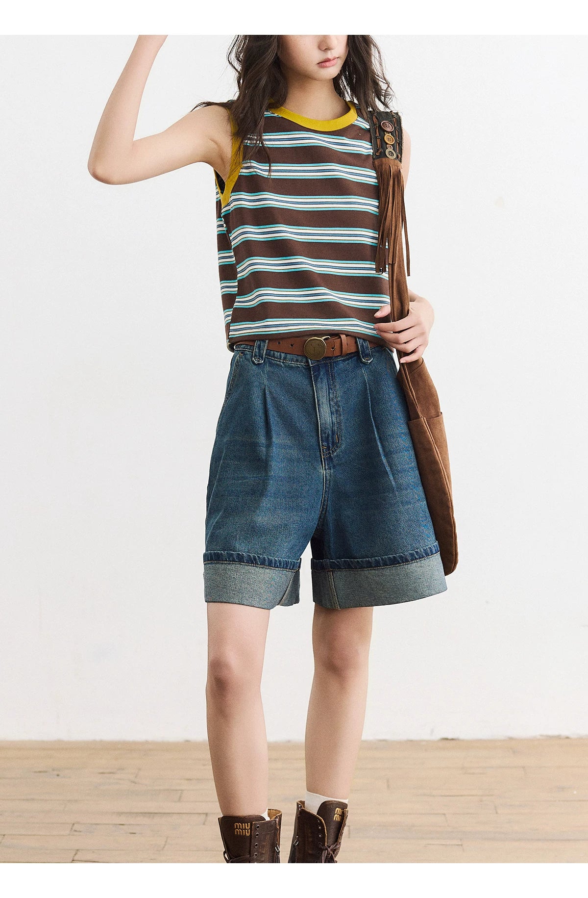 Contrast Trim Striped Knit Tank Top