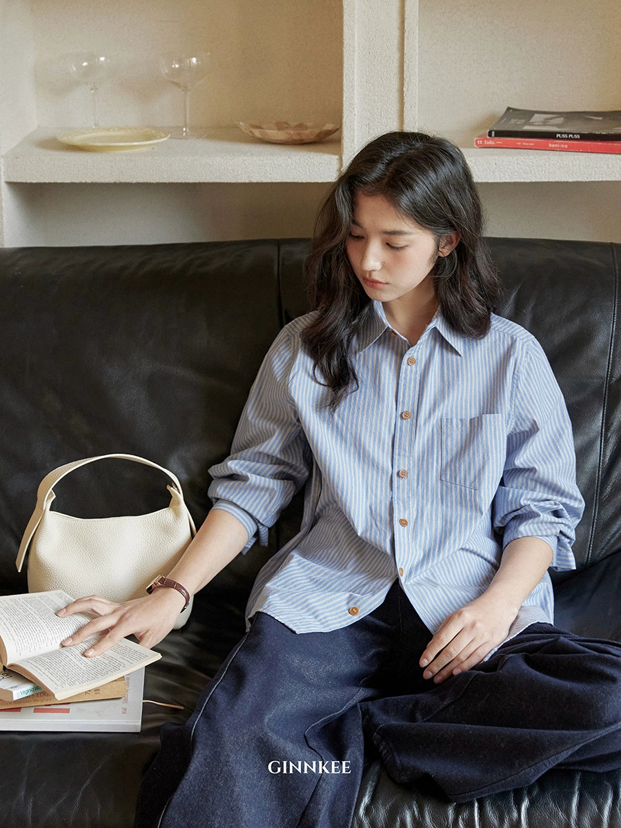 Blue Striped Button Shirt