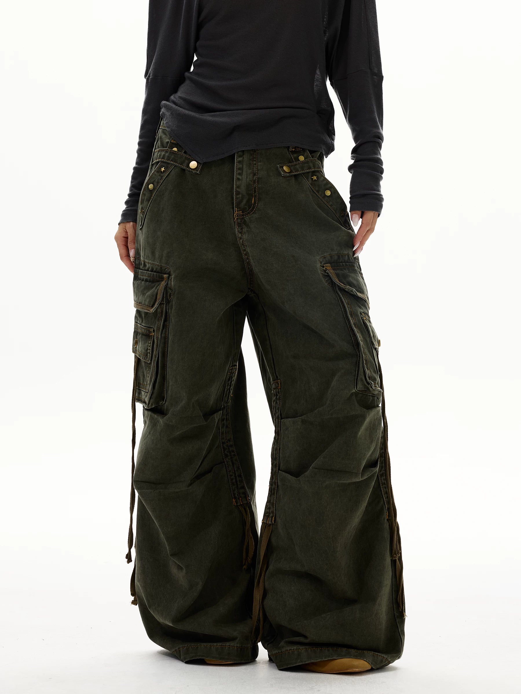 Astro Deck Wide‑Leg Strap Cargo Jeans