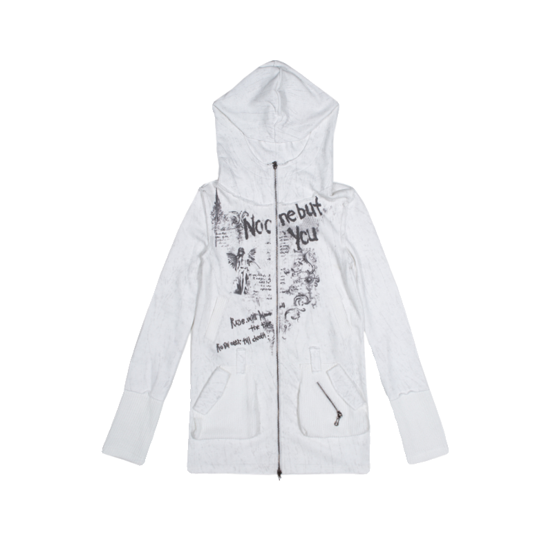 ARIADNAw Graphic Zip-Up Hoodie - White and Black Versions (Unisex)