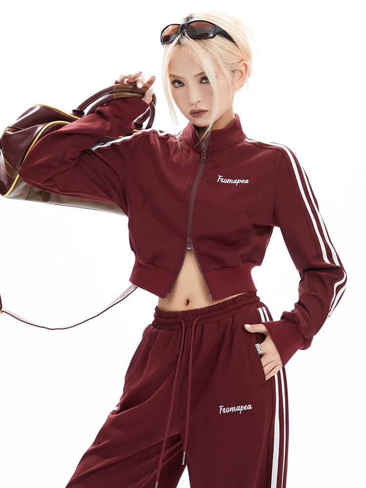 Stripe Embroidered Sports Set