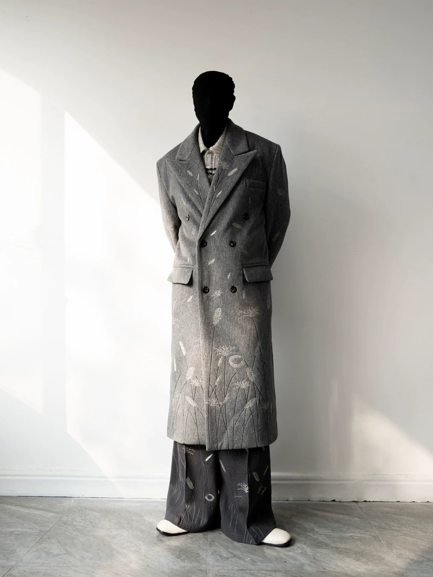 Ash Meadow Embroidered Wool Overcoat