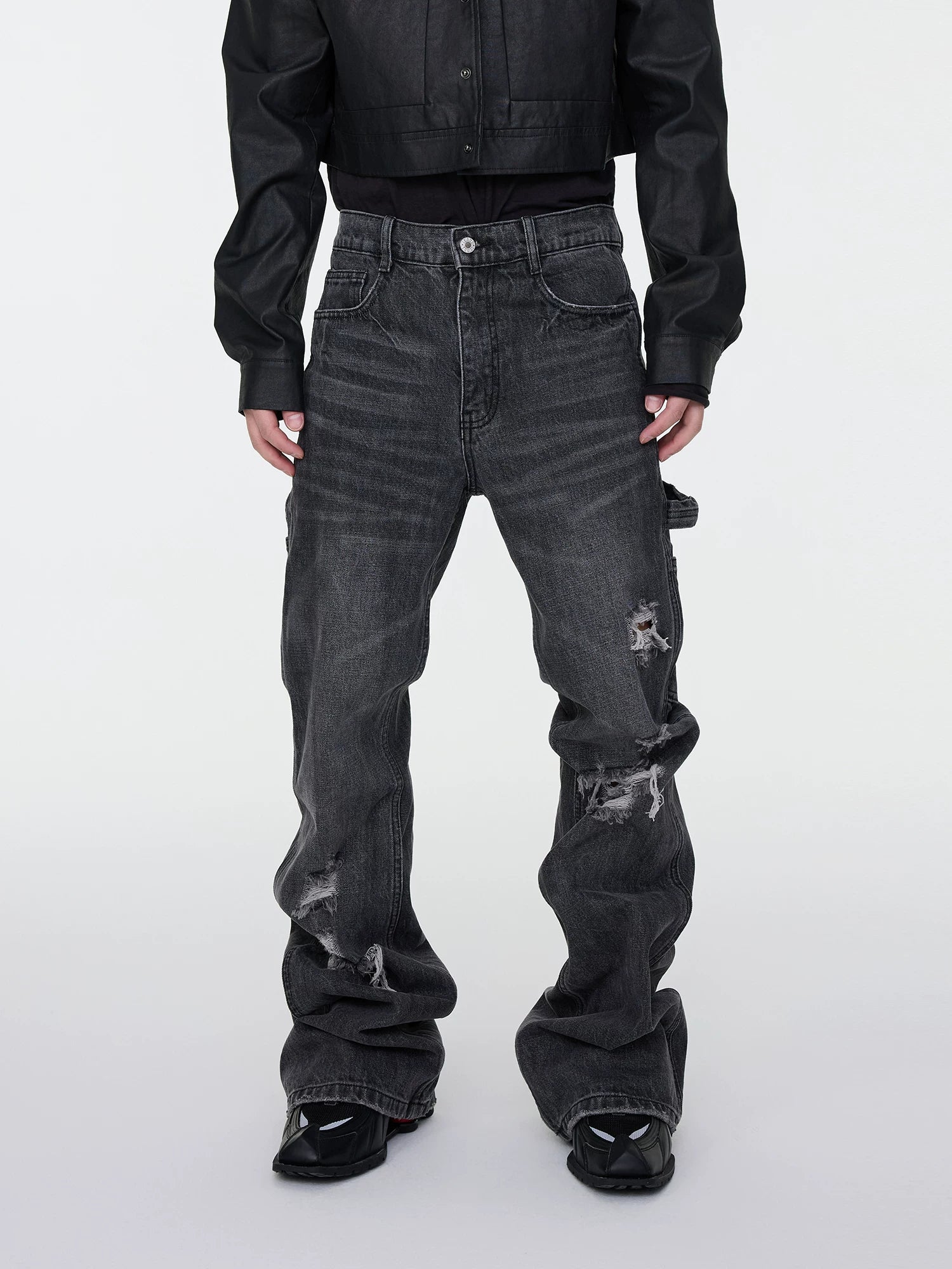 Charcoal Ruin Stacked Denim Jeans