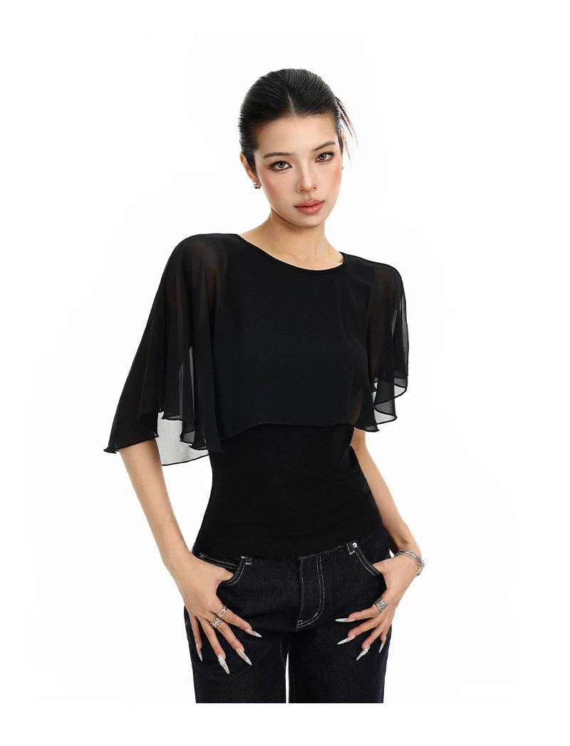Celeste Sheer Cape Overlay Top