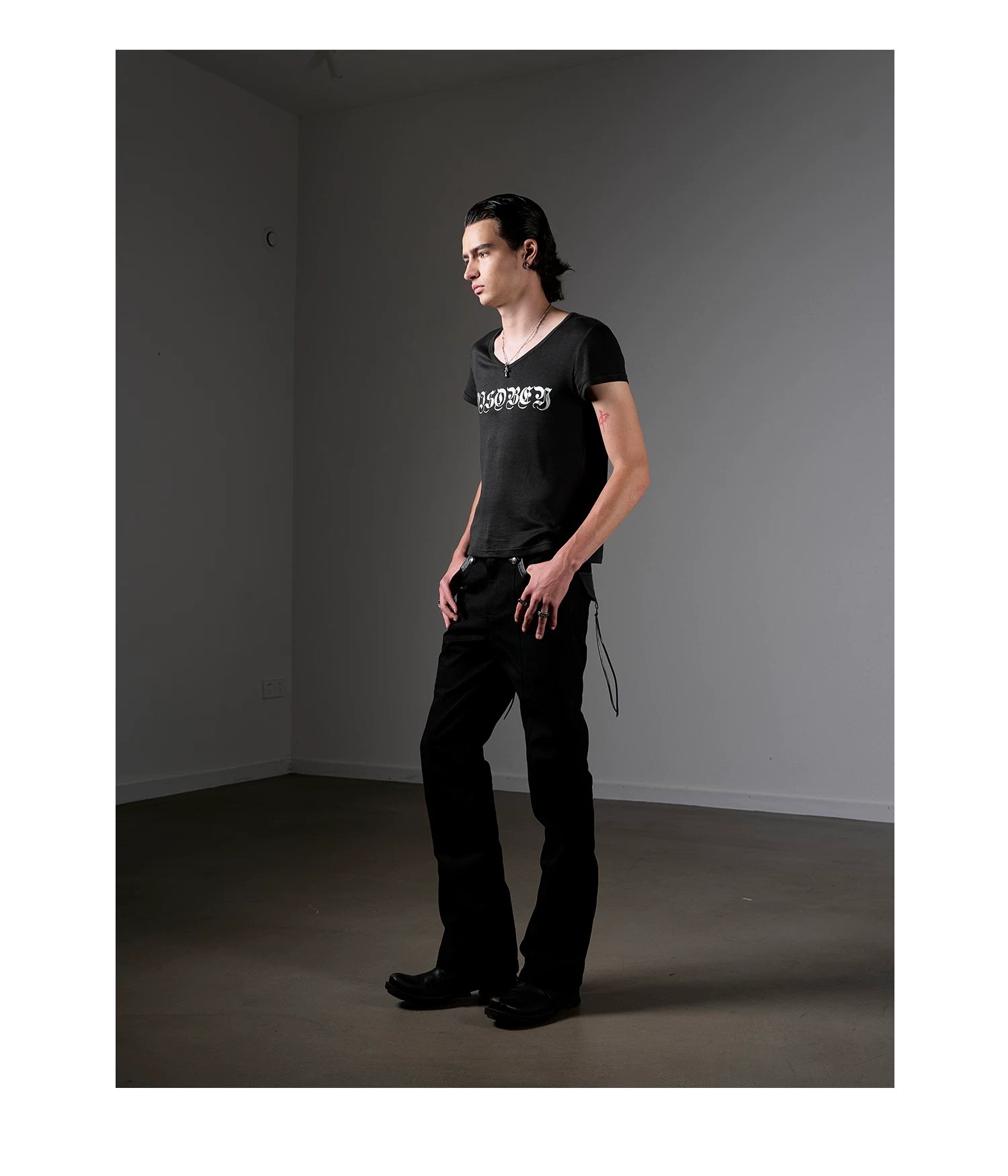 Scimitar Canvas Black Leather-Trim Flare Trousers