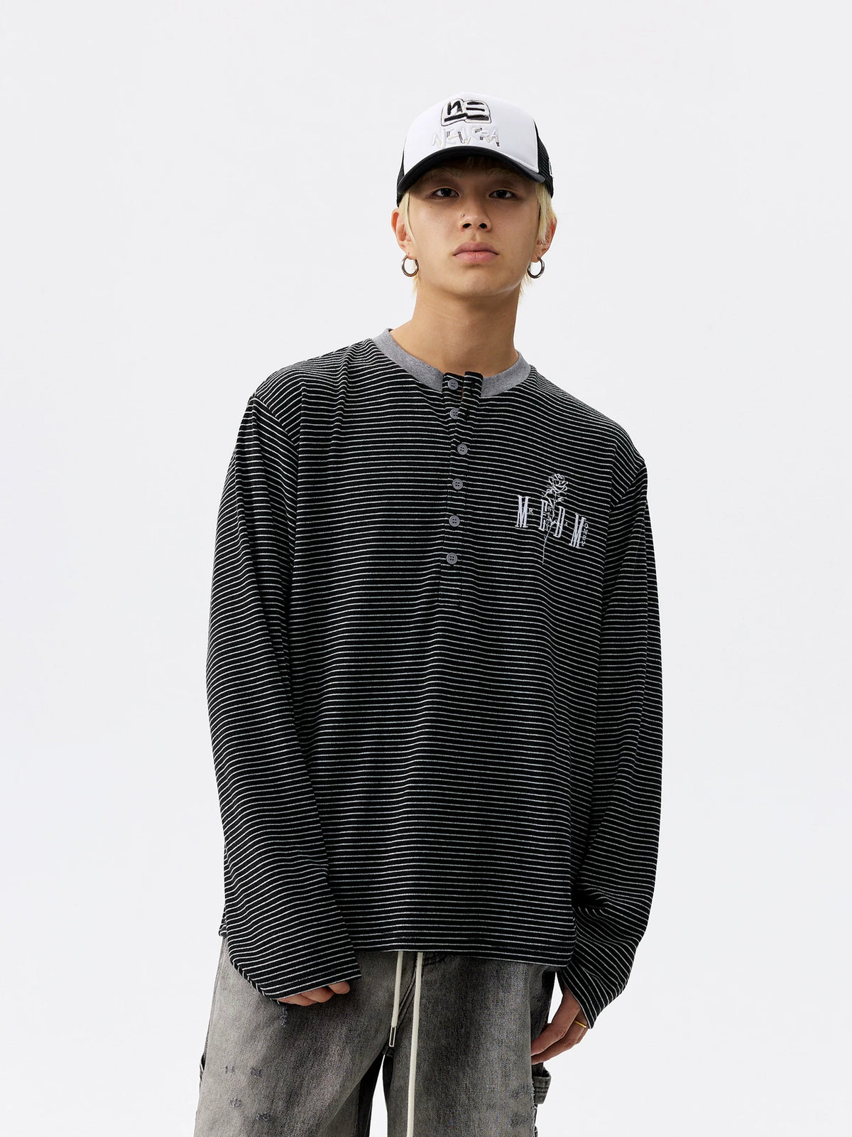 Striped Whisper Henley Long-Sleeve