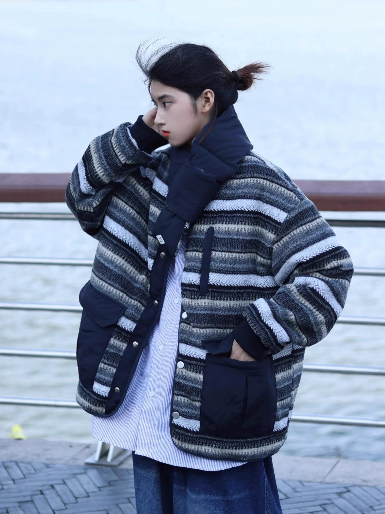 Reversible Navy Quilted Coat