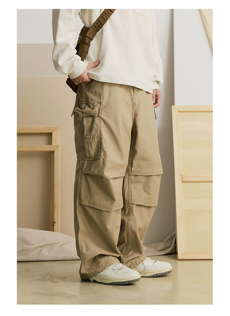 Straight-Leg Multi-Pocket Loose Casual Pants