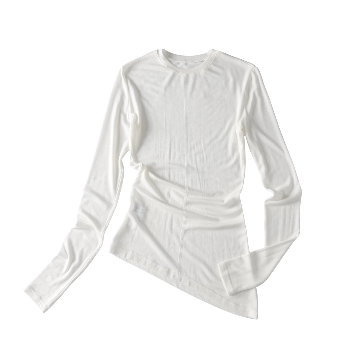 Sheer Ruched Long-Sleeve