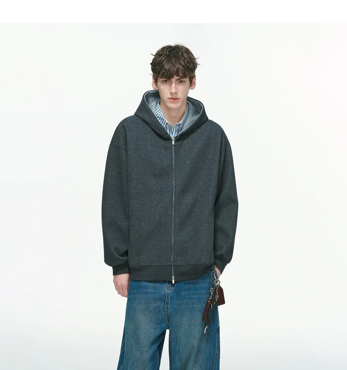 Dual-Tone Varsity Zip Hoodie