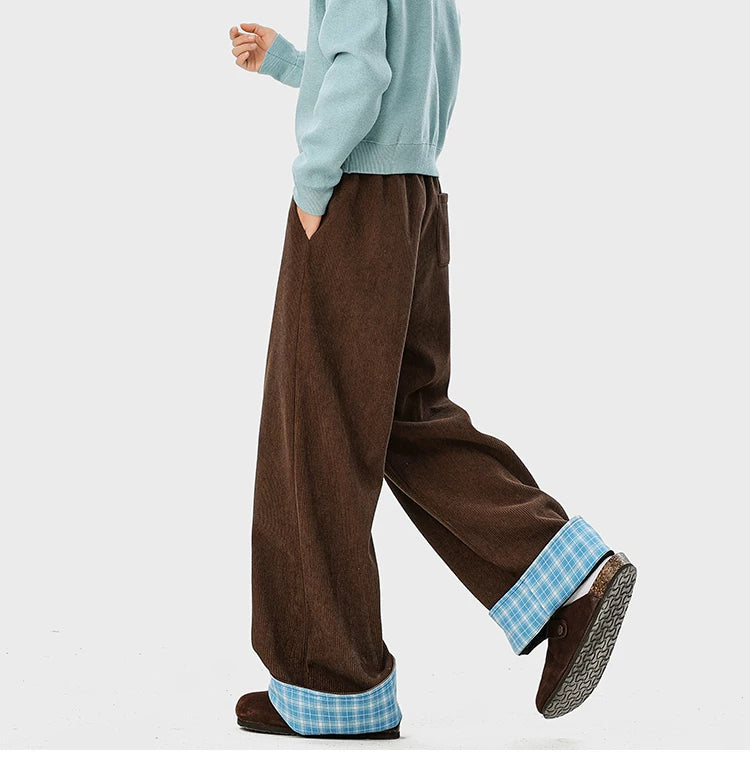 Check Cuff Corduroy Trousers