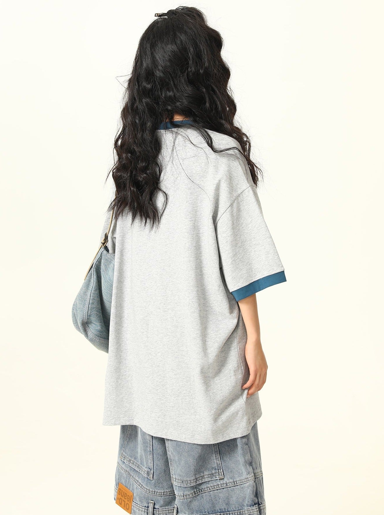 Oversized Faded Gradient Ringer T-shirt