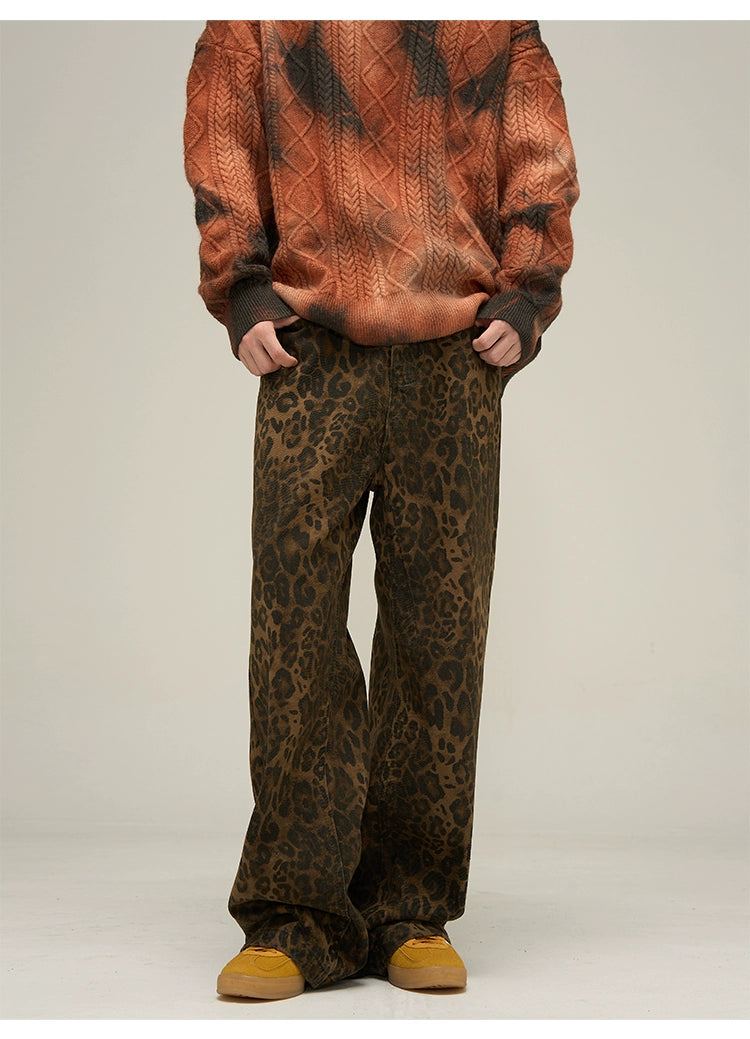 Leopard Print Relaxed Wide Leg Pants
