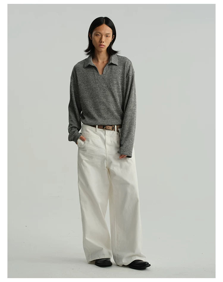 Crisp White Wide-Leg Balloon Trousers