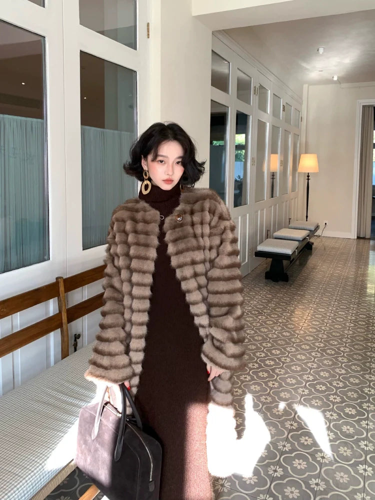 Brown Faux Fur Long Coat