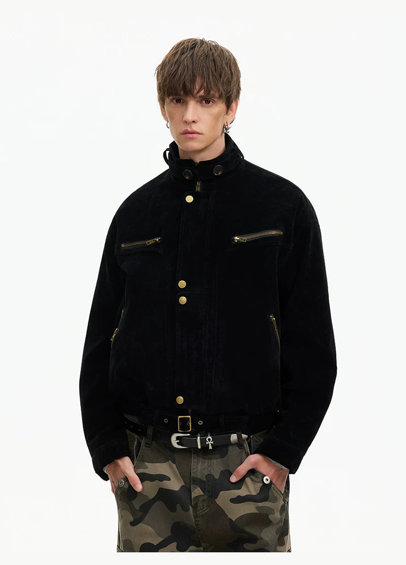 Midnight Garrison Velvet Utility Jacket