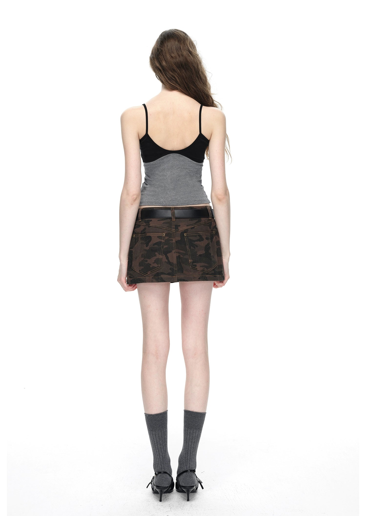 Black and Grey Spliced Camisole Top