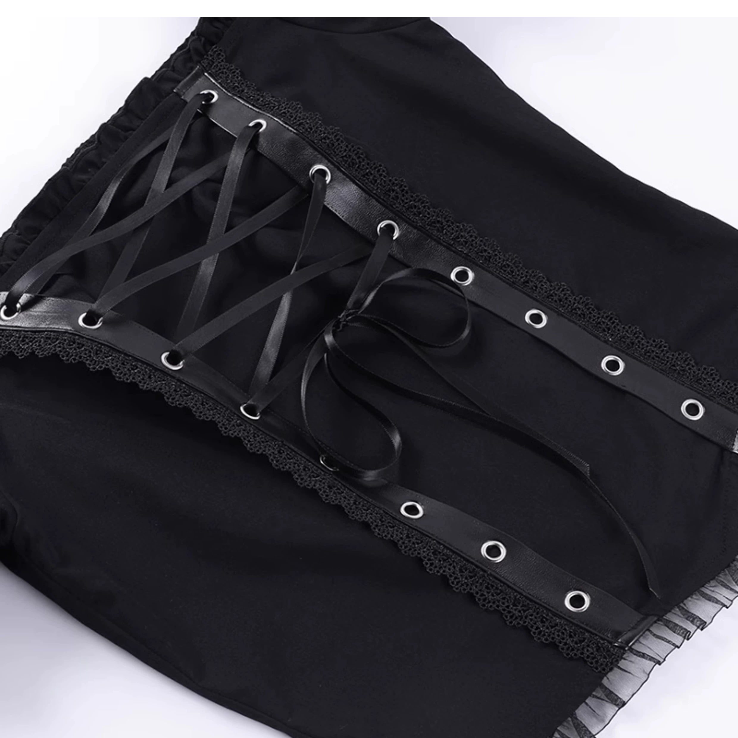 wannathis Gothic Lolita Off-Shoulder Corset Top - Black Lace wannathis Gothic Lolita Off-Shoulder Corset Top - Black Lace