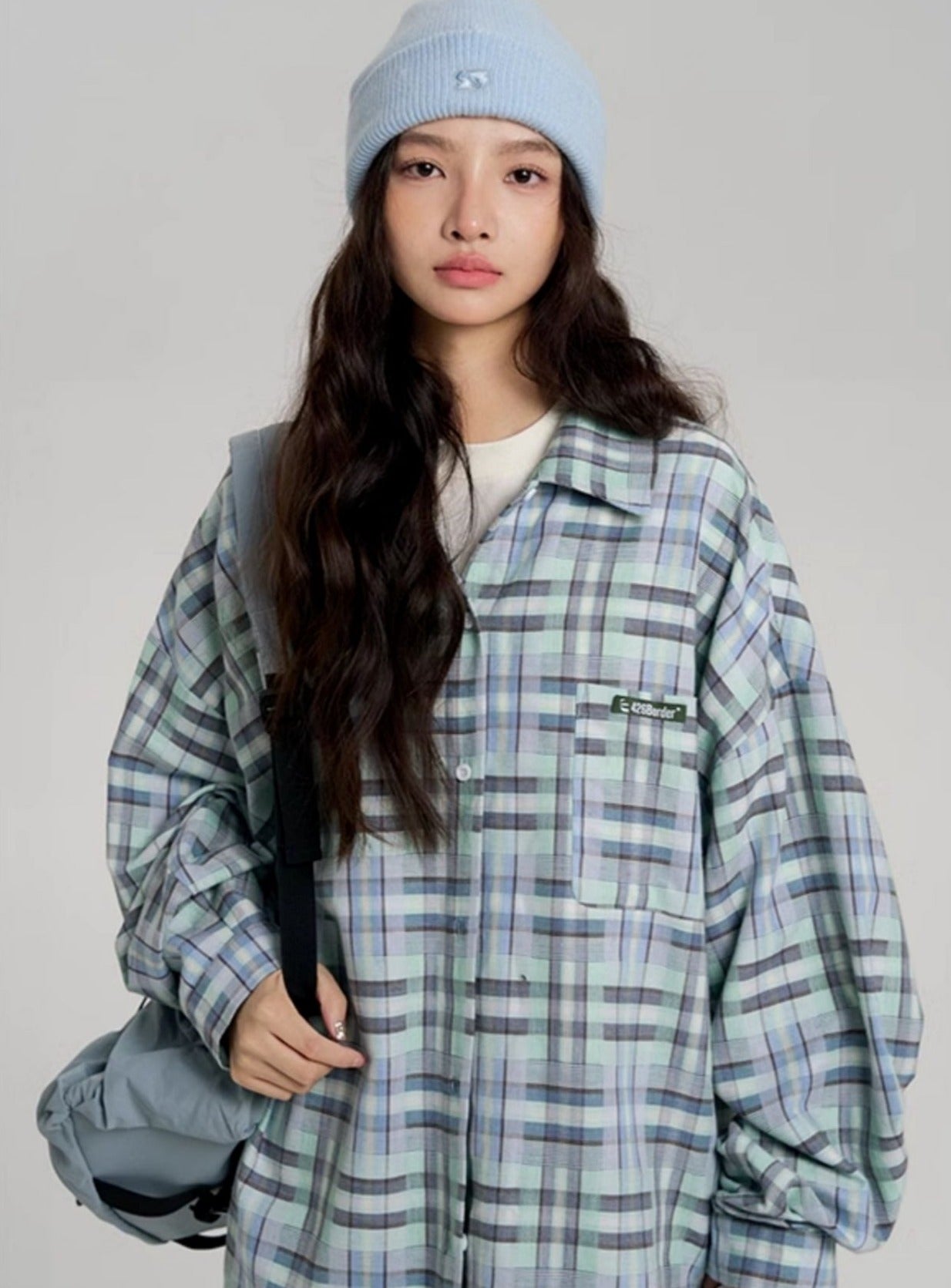 Hip-Hop Loose Fit Plaid Shirt - chiclara