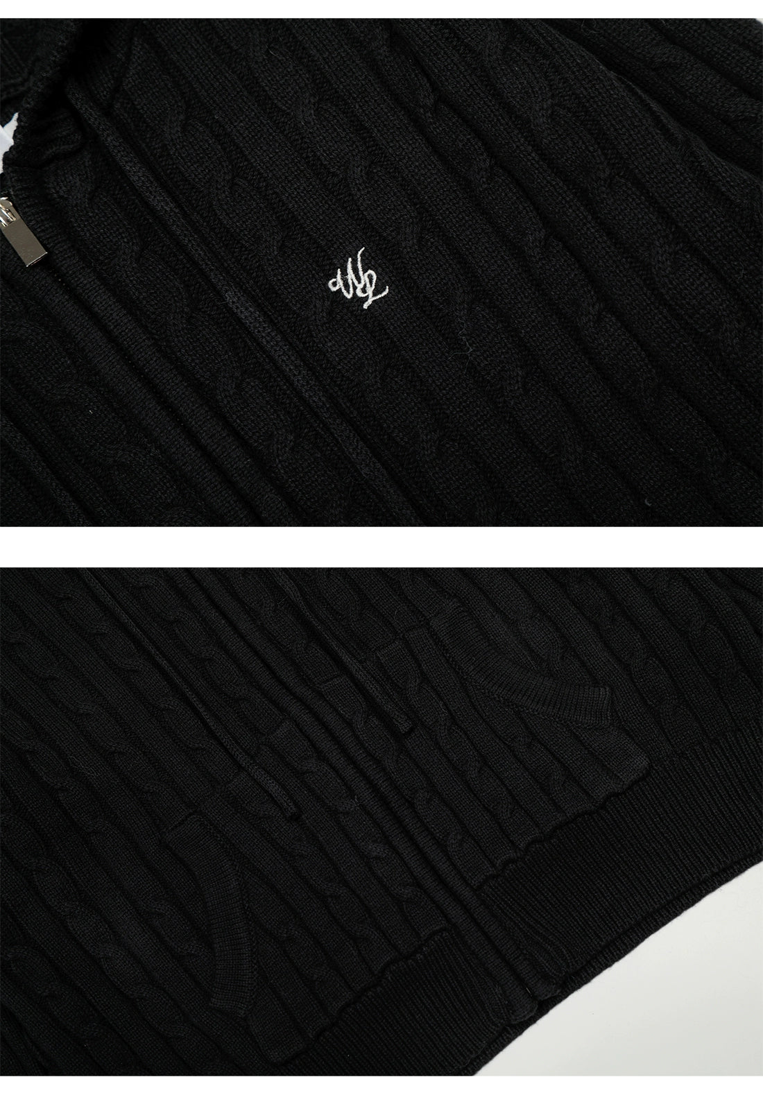 Noir Knit Zip Hoodie