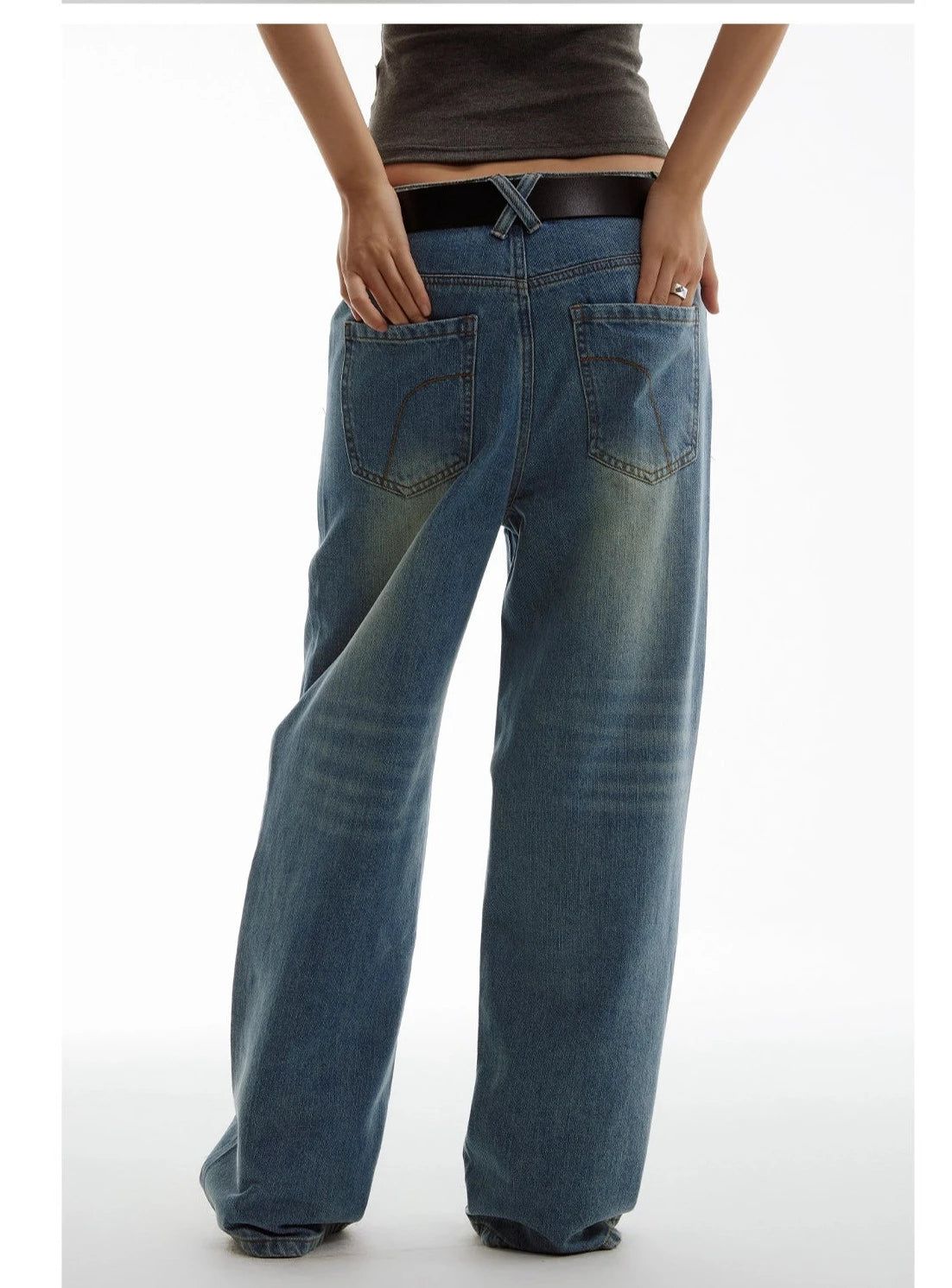 Double Front Patch Pocket Jeans - chiclara