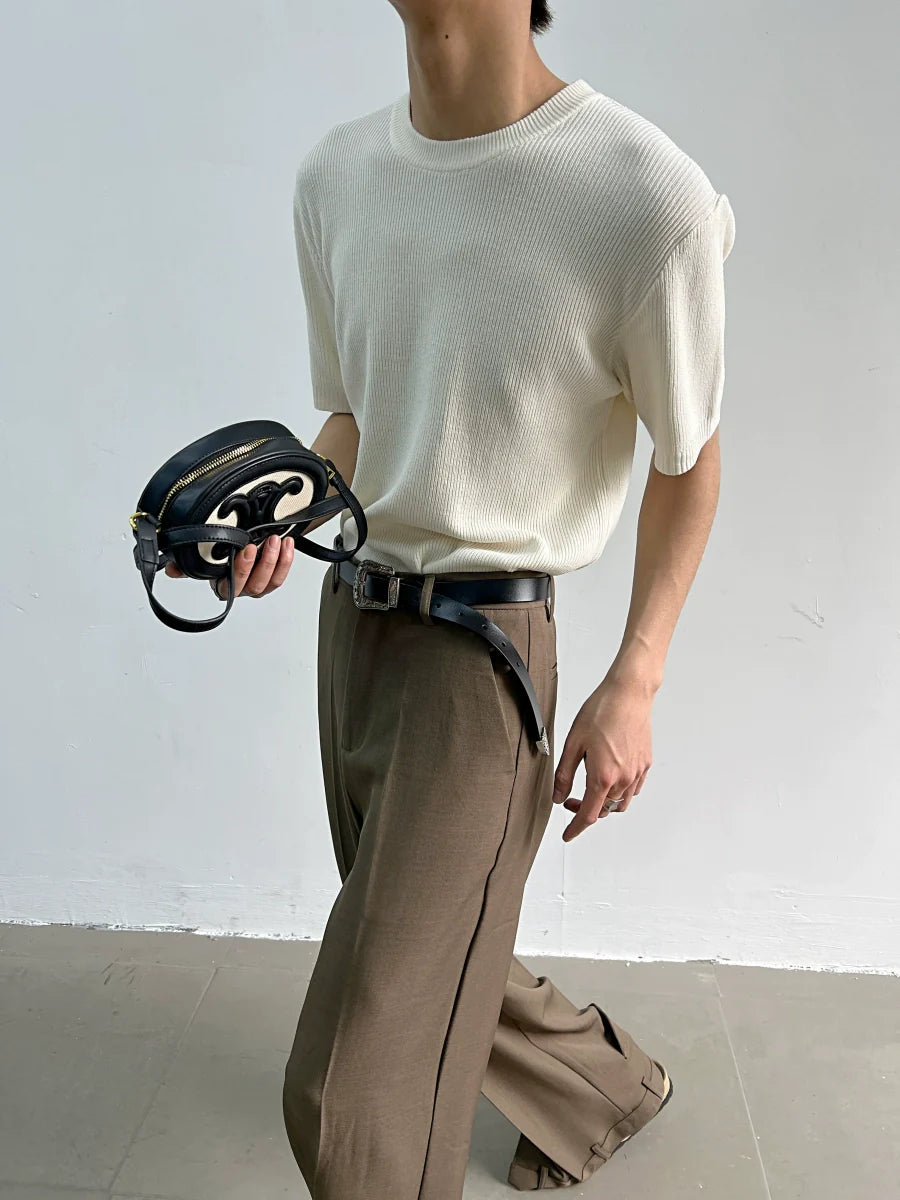 Ribbed Onyx Knit Tee