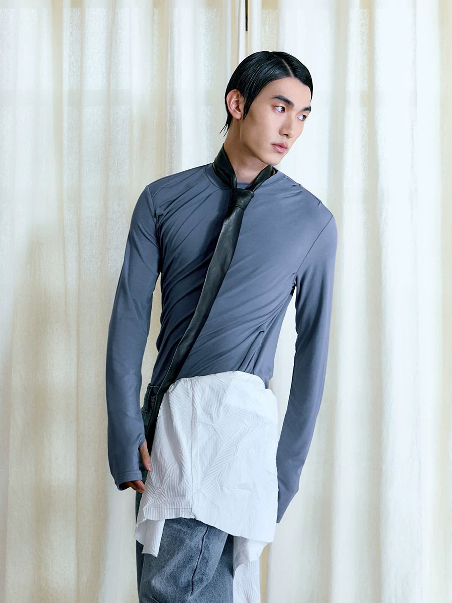 Faux-Leather Narrow Necktie