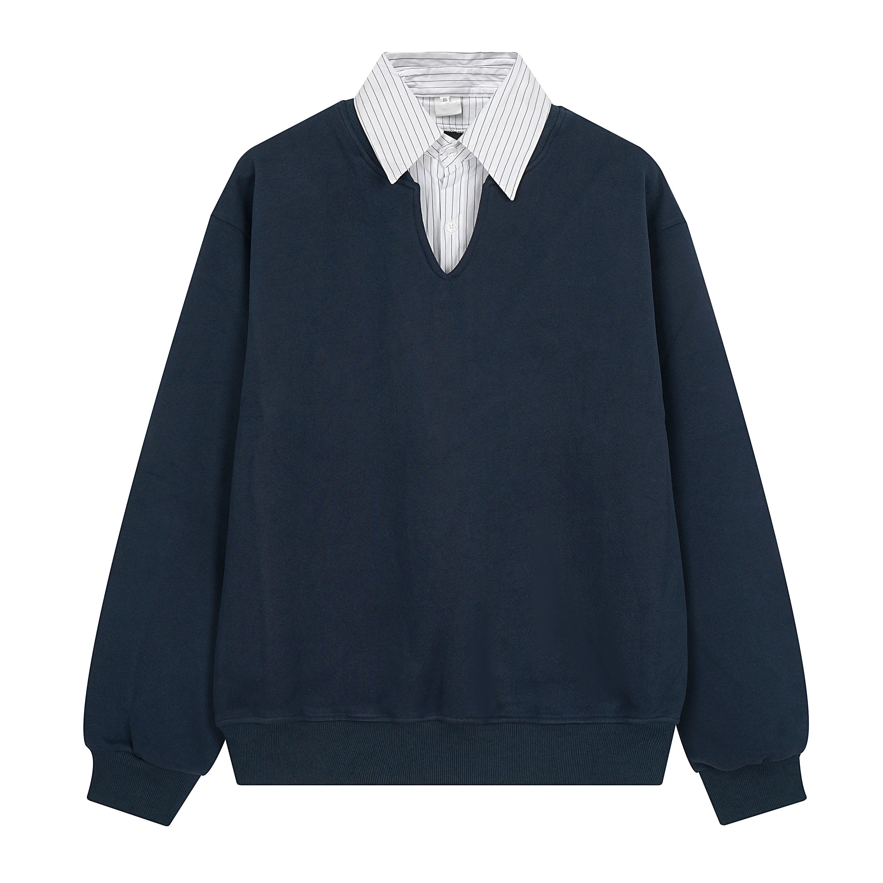 Scholarly Layered V‑Neck Sweatshirt