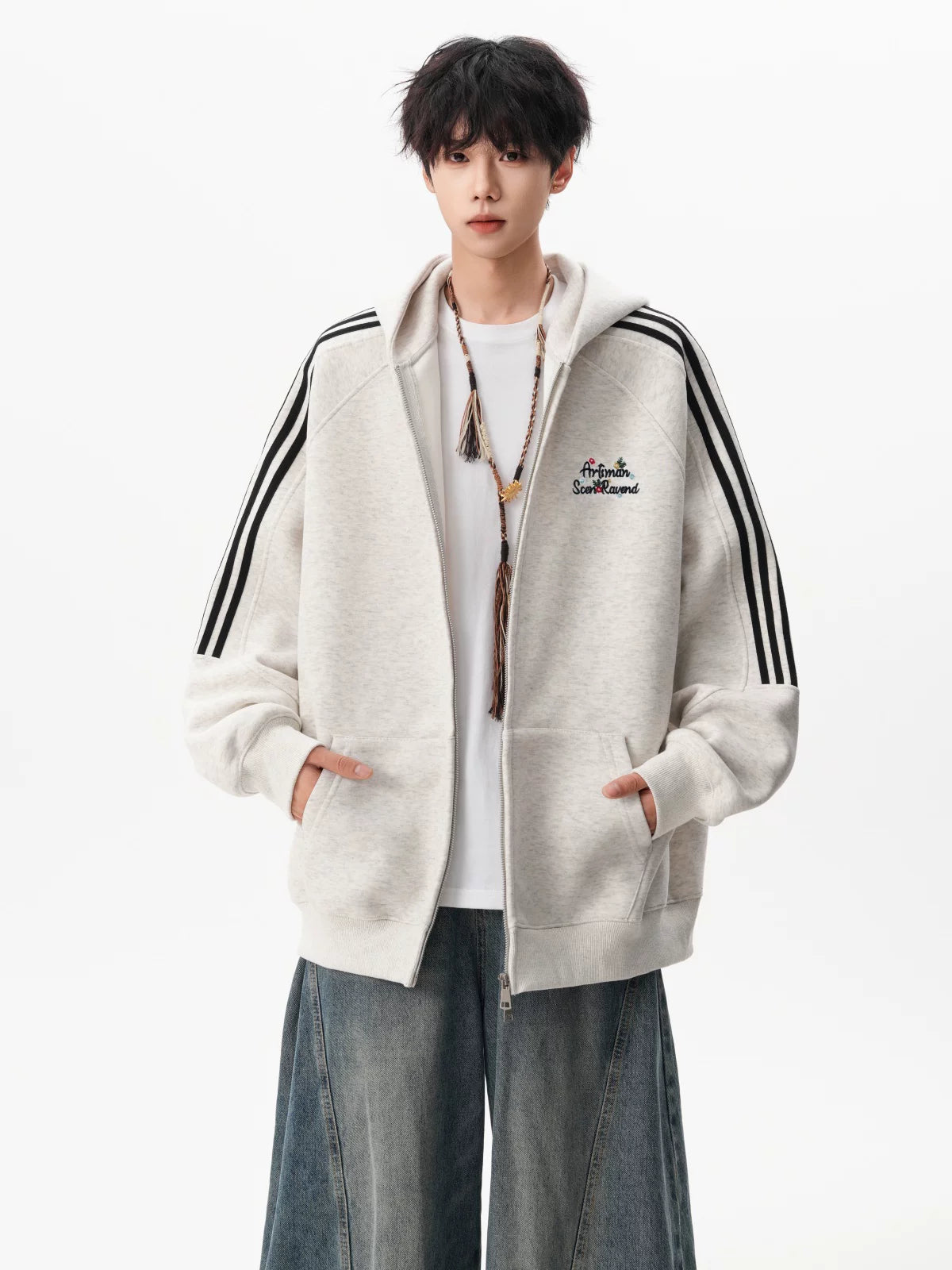 Triple Track Heather Zip Hoodie