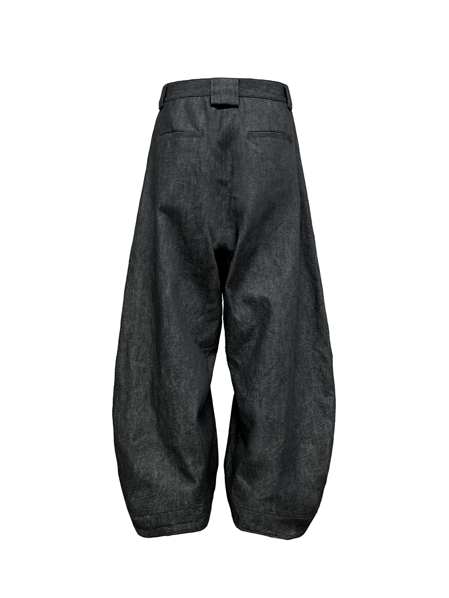 Charcoal Wide-Leg Balloon Denim Trousers
