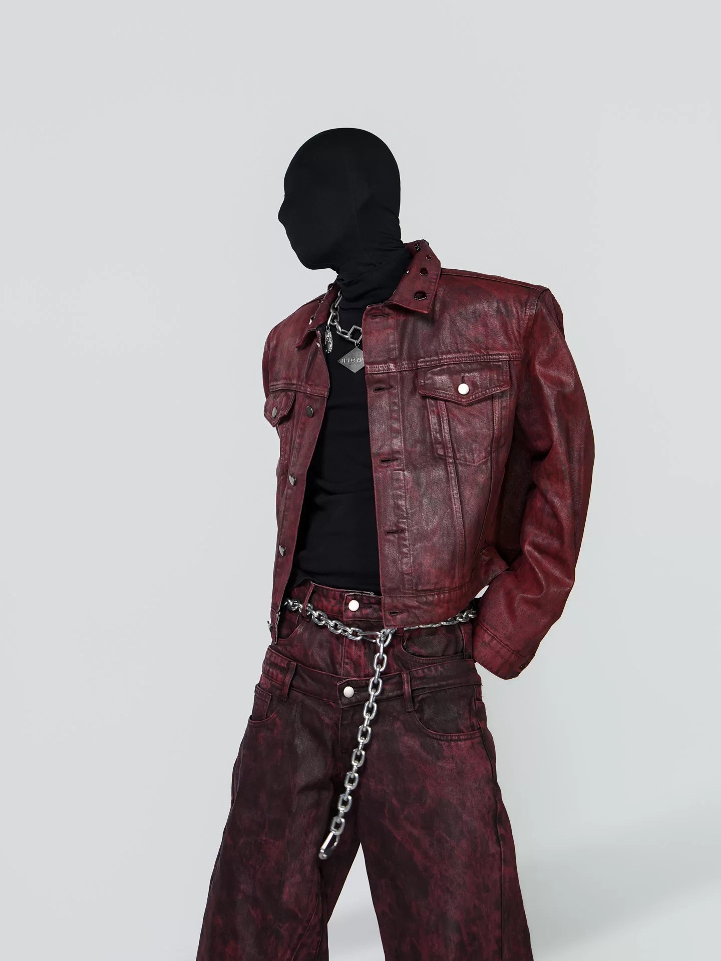 Crimson Static Grommet-Collar Moto Jacket