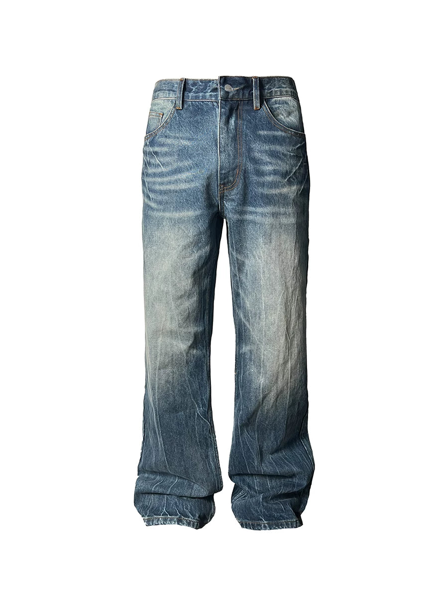 Vintage Wash Wide-Leg Stack Jeans