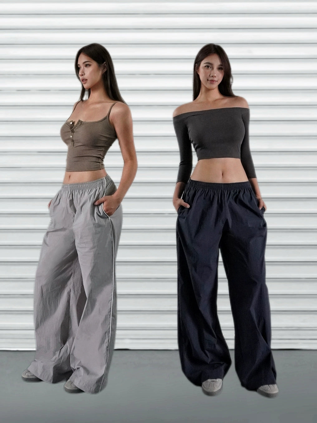 Low-Rise Wide-Leg Athletic Cargo Pants