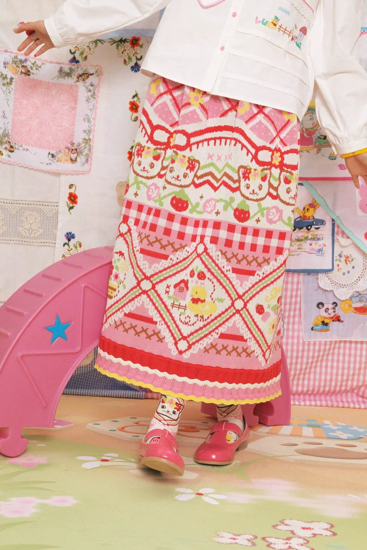 Sweet Bear Strawberry Knit Skirt