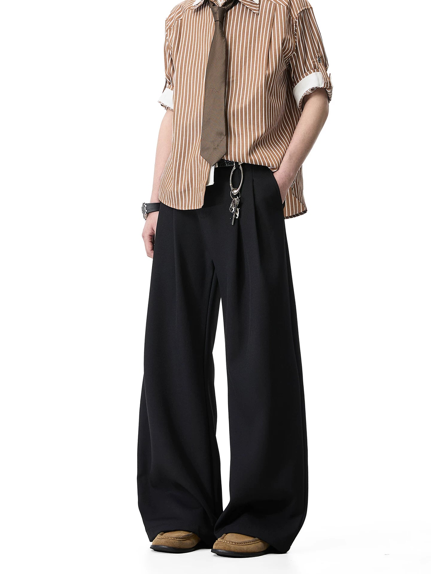 Walnut Drape Wide-Leg Trousers