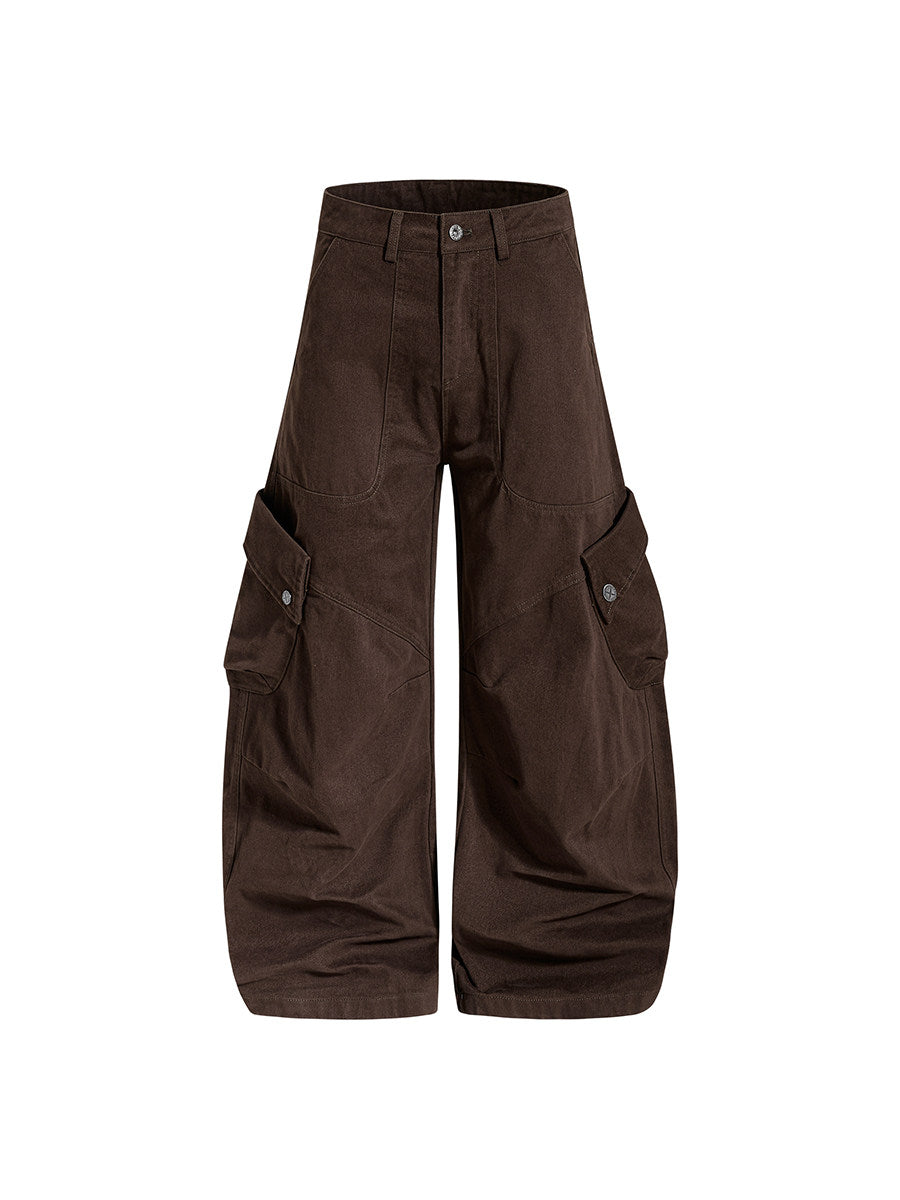 Men's Multi-Pocket Panel Wide-Leg Cargo Pants