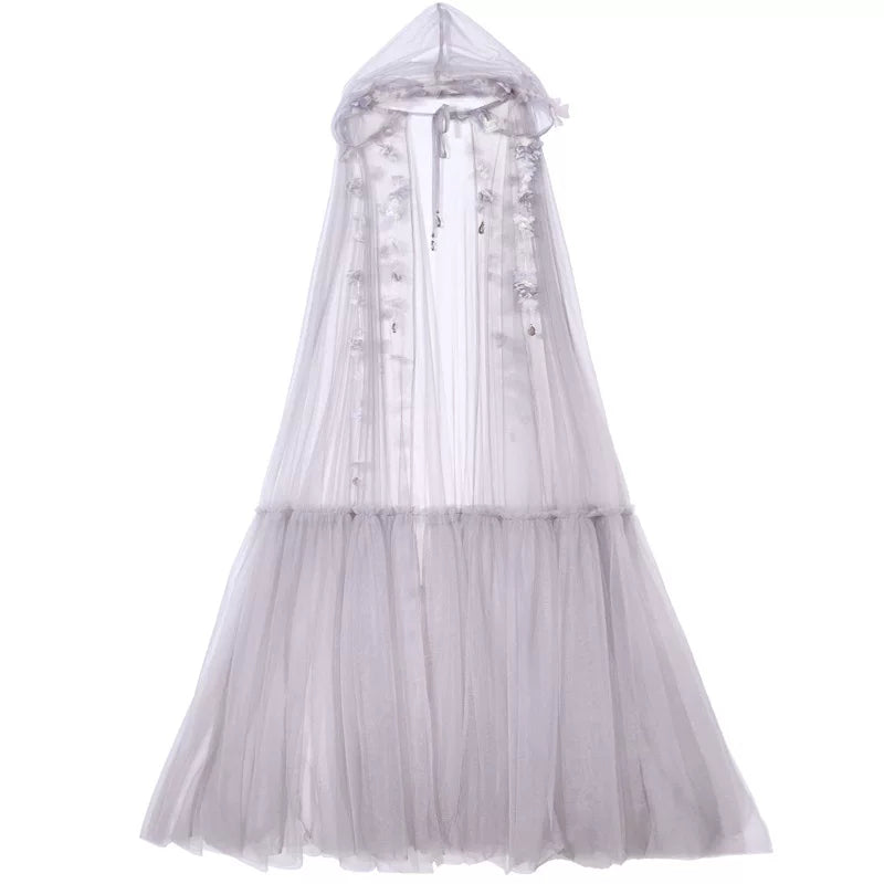 Lavender Embellished Tulle Cape