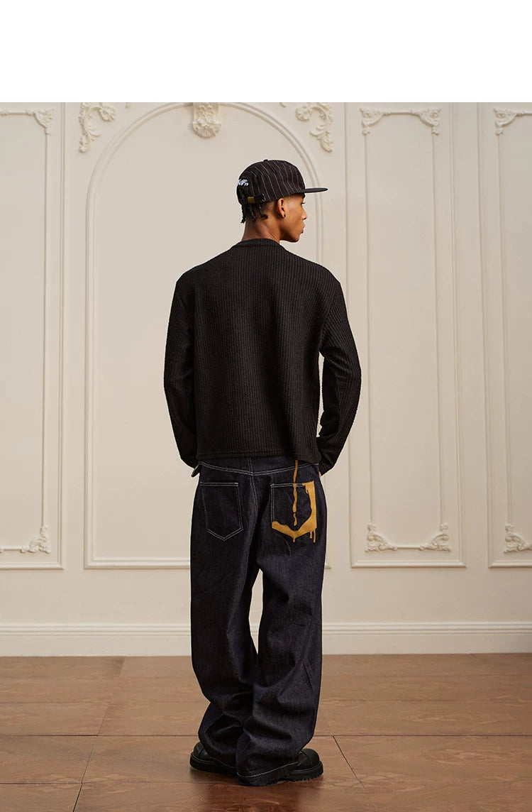 Textured Henley Long Sleeve Knit Shirt