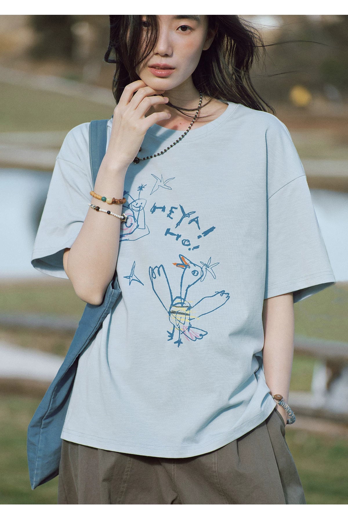 Abstract Bird Sketch Oversized T Shirt