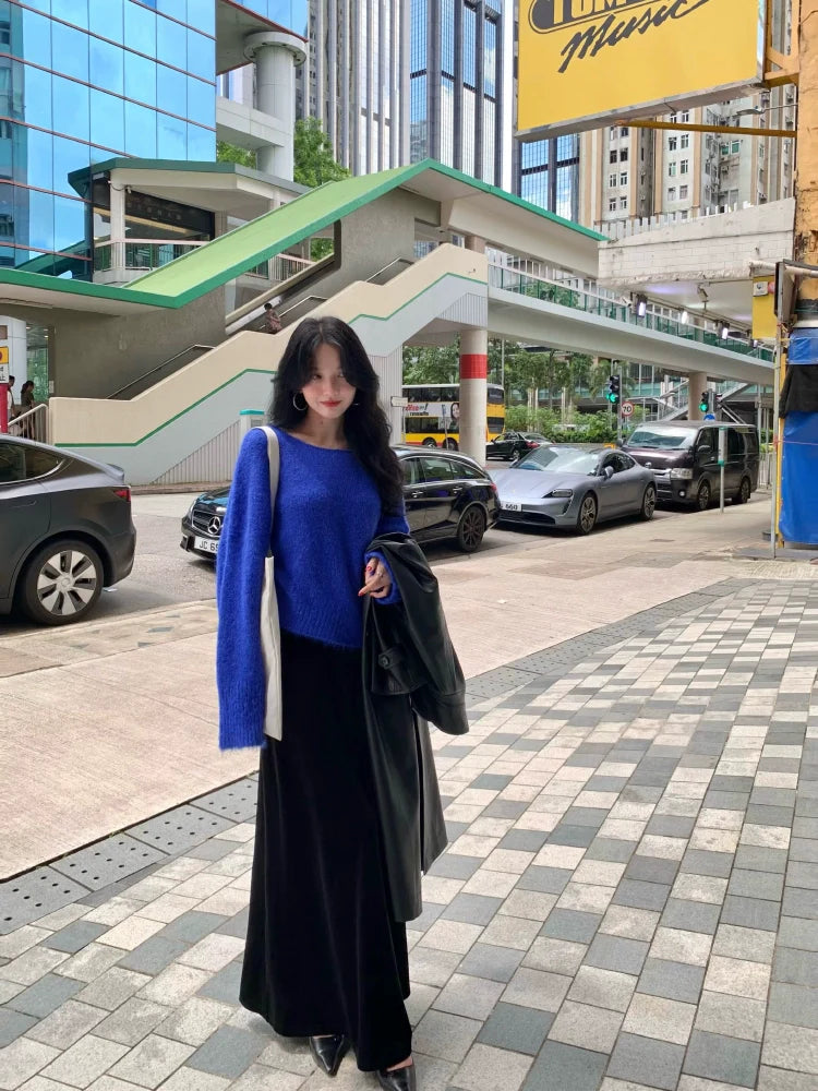 Velvet A-Line Maxi Skirt