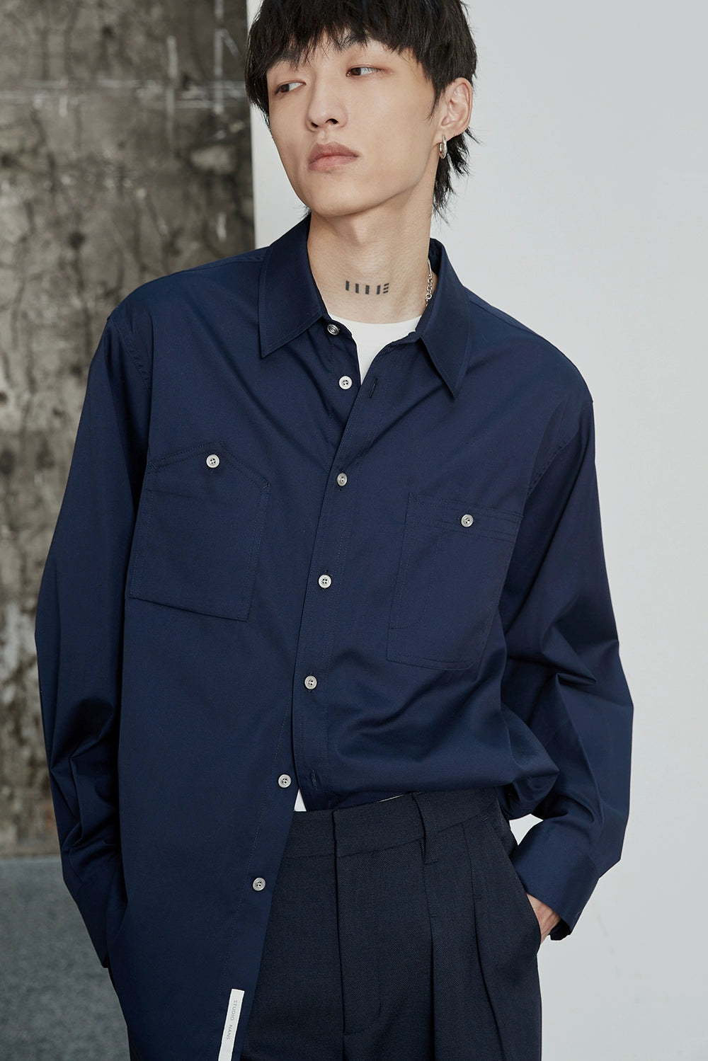 Asymmetric Pocket Oversized Shirt