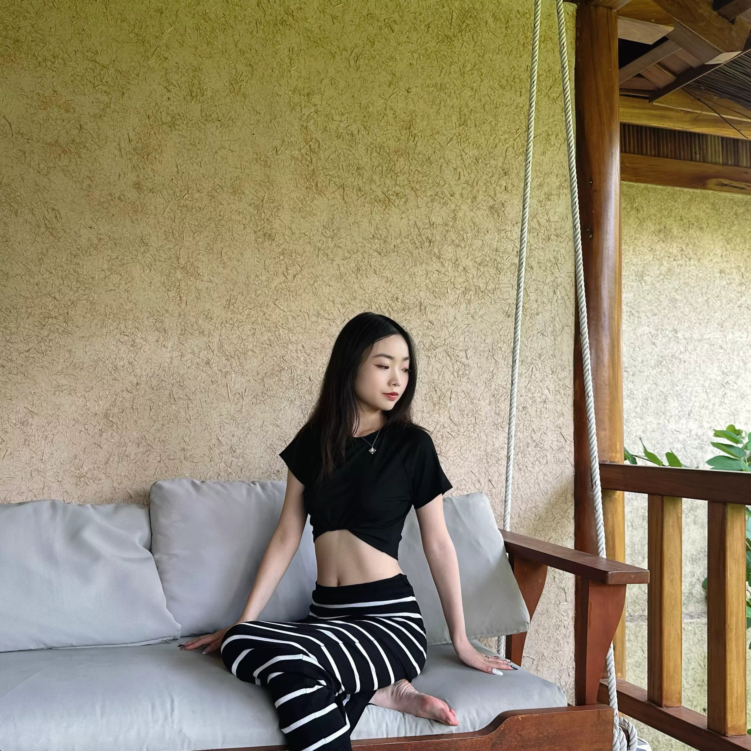 Tidal Stripe Shoreline Crop Bikini