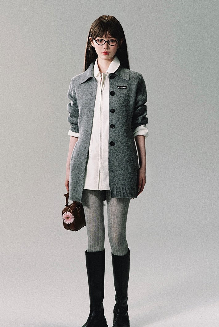 Button Front Ribbed Knit Cardigan