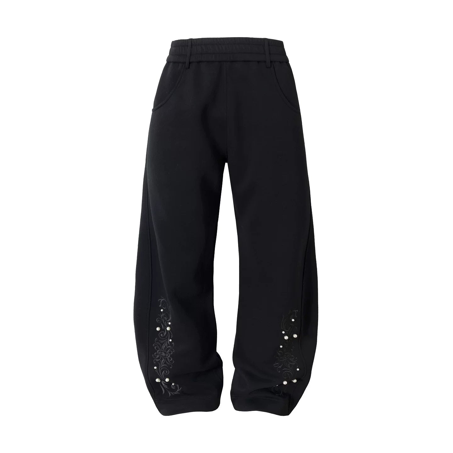 Pearl Embroidered Wide Leg Sweatpants